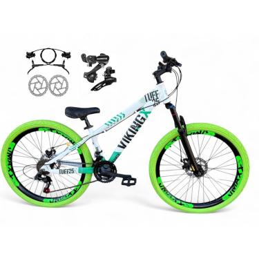 Imagem de Bicicleta Aro 26 Vikingx Tuff Freeride Câmbios Shimano 21v Freio Hidráulico Aros Vmaxx DH Pneu Flame-Unissex