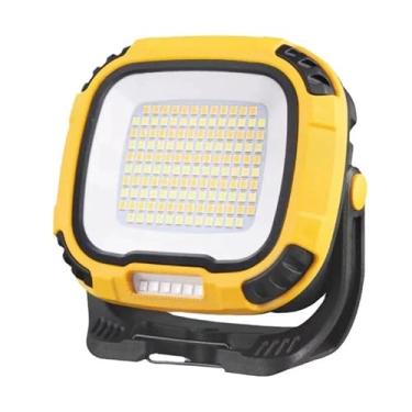 Imagem de Luz de Trabalho Magnética Recarregável 30W 142 LED – Lanterna Portátil para Acampamento, Oficina, Emergência e Ao Ar Livre, com Base Giratória e Gancho (amarelo)