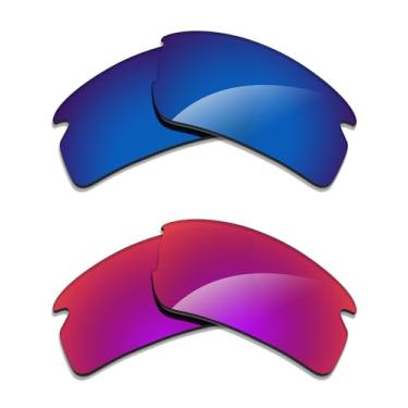 Imagem de Alphax 2 pares de lentes polarizadas de substituição para óculos de sol Oakley Flak 2.0 S OO9511 - Deep Water + Midnight Sun