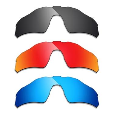 Imagem de Alphax 3 pares de lentes polarizadas de substituição para óculos de sol Oakley Radar EV S Path OO9510 - preto + azul + vermelho