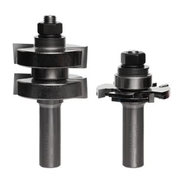 Imagem de Freud Conjunto de pontas ajustáveis de lingueta e ranhura – Ideal para marcenaria e portas de armário – 3,5 cm de diâmetro, haste de 1,27 cm, incrementos de ajustes de 0,5 cm – 99-036