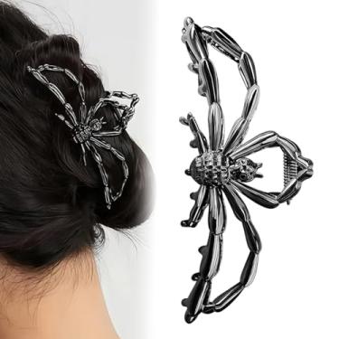 Imagem de Garra de cabelo de Halloween, clipe preto gótico, garra de cabelo moderna para festa de Halloween - antiderrapante e resistente (aranha)