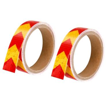 Imagem de YOKIVE Fita refletiva de 2 rolos, refletores de fita autoadesiva, ótimo para uso ao ar livre, trânsito, uso diário (seta amarela vermelha, 3,5 m x 2,5 cm)