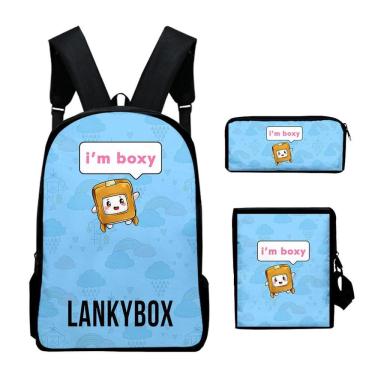 Imagem de Conjunto de mochilas escolares Lankyboxes Print Anime Mochila para lápis Messenger