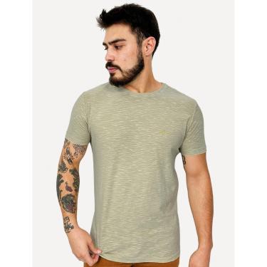 Imagem de Camiseta King & Joe Masculina Slim Estonada Flamê Flor Cáqui-Masculino