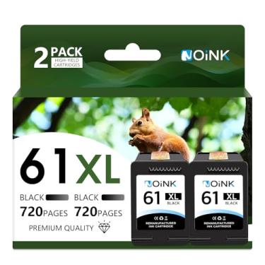 Imagem de NOINK Cartuchos de tinta preta 61XL de alto rendimento para HP 61XL pacote combo preto funciona com impressora Envy 4500 5530 4501 4502 DeskJet 1000 1510 2050 OfficeJet 2620 4630 2 pacotes 2 pretos