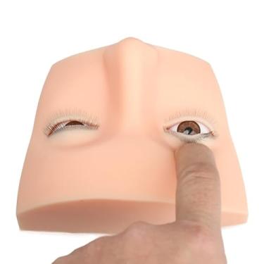 Imagem de Cabeça de manequim de cílios com pálpebras eleváveis - Manequim de cílios de silicone realista 3D para treinamento de extensão de cílios - 4 camadas superiores e 1 inferior de cílios (9 x 12 x 6,5 cm)