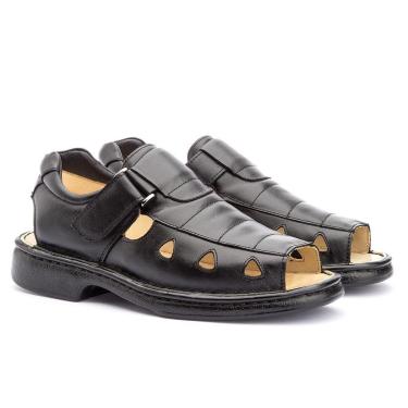 Imagem de Sandalia Ant-Stress Andralev em Couro Preto Super Conffort Couro por dentro e por fora-Masculino