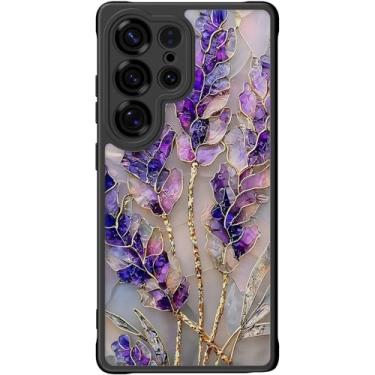 Imagem de DEENAKIN Capa fofa para Samsung Galaxy S25 Ultra, capa rígida floral estética, compatível com Magsafe, capa protetora de telefone fina retrô moderna e exclusiva para mulheres e meninas, lavanda roxa