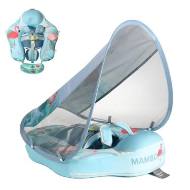 Imagem de Boia de natação Mambobaby não inflável com dossel e cauda para bebês, espuma pérola, FPS 50+ e arnês de segurança ajustável em cinco direções, adequado para a pele para meninos e meninas de 3 a 24