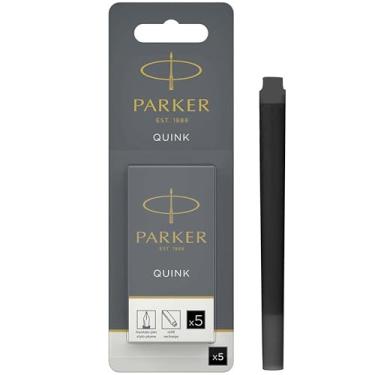 Imagem de Parker Cartuchos de refil de tinta para caneta-tinteiro longa QUINK, preto, 5 unidades