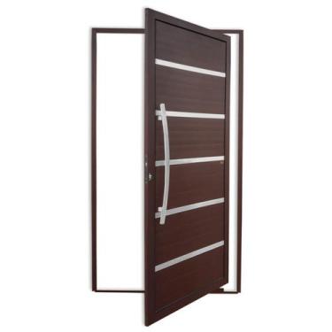 Imagem de Porta Pivotante Lambril Premium com Puxador Super Marrom Corten 100 Br