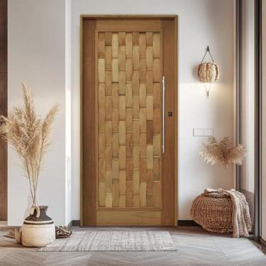 Imagem de Porta Couro em Pé Batente 14 Puxador Tubo 80 Cm 92 X 210 Rodam Abertur