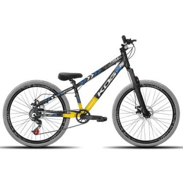 Imagem de Bicicleta aro 26 KOG Freeride, Preto amarelo, Azul 4