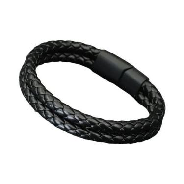 Imagem de Pulseira De Couro Masculina Hiphop Com Fecho Magnético Destacável, Ace