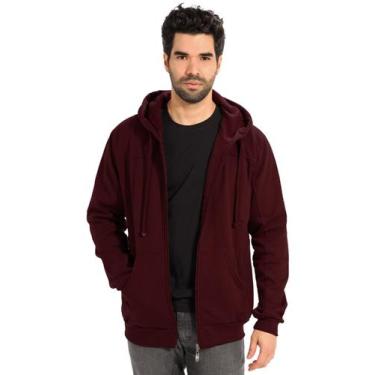 Imagem de Jaqueta Masculina Moletom Felpado Liso com Recortes Bordo - Anistia Mo