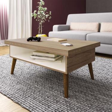 Imagem de Mesa de Centro com Tampo em Tamburato 50cm Lucca Bege - Artely