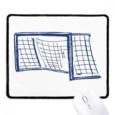 Imagem de Tapete de borracha para jogos com padrão de rede de futebol azul com borda costurada