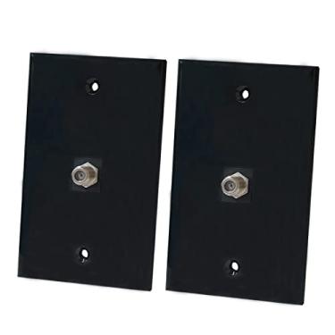 Imagem de BOPLAT Placa de parede de cabo coaxial preto grosso - 1 porta coaxial para tomada de TV, 1 gangue para TV a cabo/antena (pacote com 2)