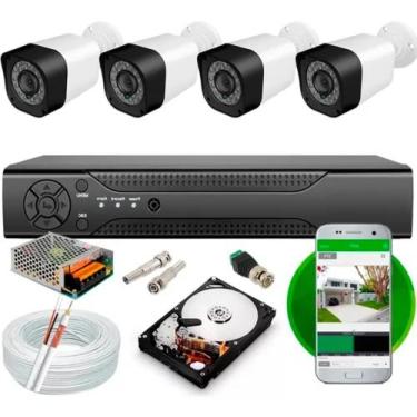 Imagem de Kit 4 Cameras Segurança Dvr 8 Canais Full Hd Cabo E Hd 500gb - Protec
