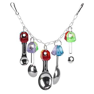 Imagem de MUNEFE Brinquedo para mastigar pássaros, brinquedo para mastigar pendurado colorido, papagaios de plástico coloridos para mastigar pássaros, brinquedos para periquito, periquito