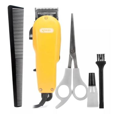 Imagem de Máquina De Cortar Cabelo Profissional 220v 4 Pentes Cor Amarelo 220V