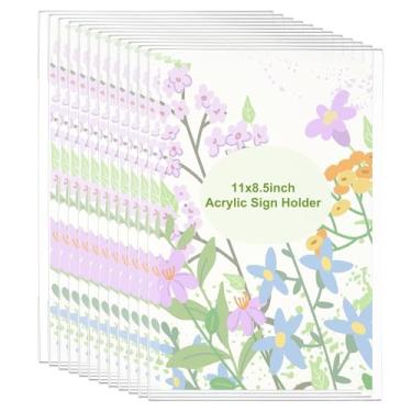 Imagem de PATIKIL Suporte de placa de acrílico, pacote com 12 28 x 21 cm, suporte de papel para placa de parede, moldura transparente com fita adesiva dupla face para escritório, restaurante, memorando, guia de