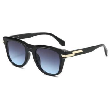 Imagem de Óculos de sol masculinos populares, retrô, degradê, UV400, feminino, punk, tendência (preto, cinza, azul)