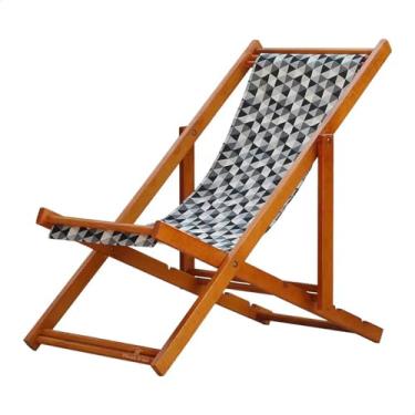Imagem de Espreguiçadeira Portátil de Madeira Maciça – Para Piscina, Sem Braço, Envernizada (Triângulo Preto)
