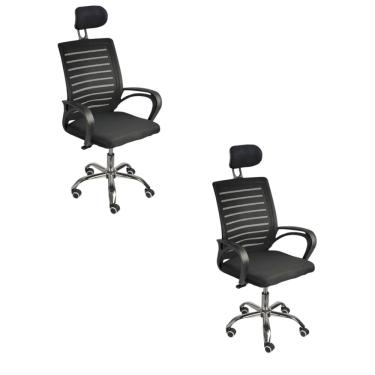 Imagem de Kit 2 Cadeiras de Escritório Secretária Roma com Apoio