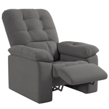 Imagem de Poltrona do Papai Reclinável em tecido Suede Veludo Estoril - Cinza - 