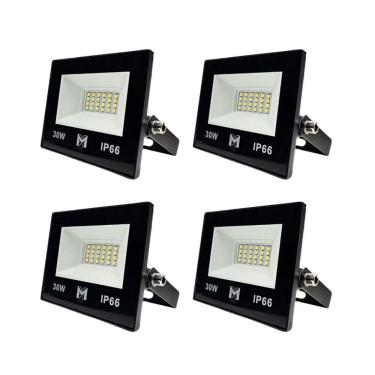 Imagem de Kit 4 Refletor Led 30w Smd Bivolt 6500k Fachada Pavilhão Ip66 Mx-0316