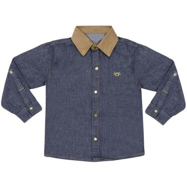 Imagem de Camisa Infantil Look Jeans Manga Longa Jeans - 4 - UNICA-Masculino