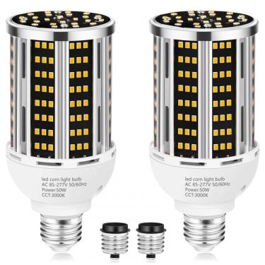Imagem de Lâmpada de Milho LED 50W 2 pack, Branco Quente 3000K 6500LM Equivalente a 500W, Base Média E26/E39, Ideal para Áreas Amplas Internas