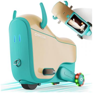 Imagem de Carrinho elétrico infantil Gyroor GNU com rodas luminosas, velocidades ajustáveis e compartimento de 14L