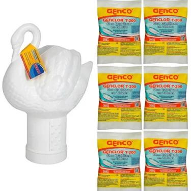 Imagem de Clorador flutuador Cisne Genco + 6 Tabletes de cloro para piscina Genc