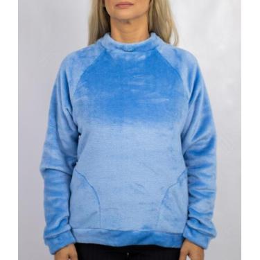 Imagem de Blusão Manga Longa de Fleece Gola Baixa - Cia B, Azul celeste, GG