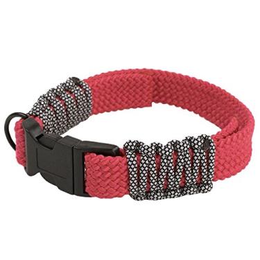 Imagem de Kits de coleira de paracord tipo corda trançada plana – Escolha entre vermelho, preto, rosa neon e castanho/camuflagem – coleiras para cães faça seu amigo peludo se destacar (vermelho e diamantes)