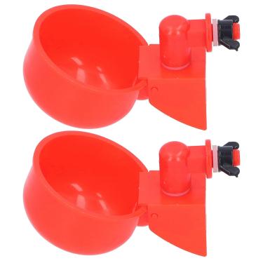Imagem de Bebedores De Frango Automáticos Sluffs, 2 Peças Copo De água De Frango Automático Tigela De Plástico Vermelho Para Aves De Capoeira Pássaro Para Pombos Galinha Perus Gansos