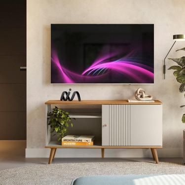 Imagem de Rack Retrô TV Até 50 Polegadas Porta De Correr Nature Off White Roxy Shop JM