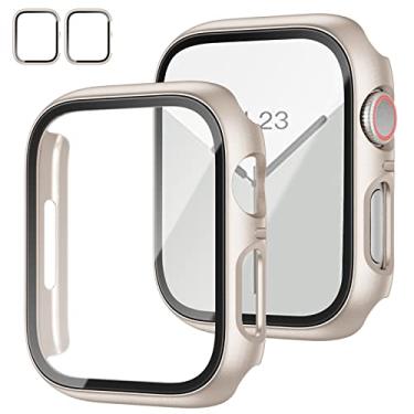 Imagem de Pacote com 2 capas com protetor de tela de vidro temperado para Apple Watch séries 3/2/1 de 38 mm, JZK Slim Guard Bumper Cobertura Completa Hard PC Capa protetora HD ultrafina para iWatch 38 mm,