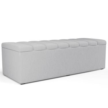 Imagem de Calçadeira Recamier Baú Para Cama De Casal King Dália 195x50 cm W01 Linho Cinza - Lyam