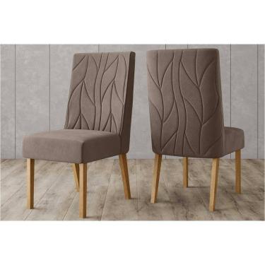 Imagem de Cadeira Sala De Jantar Eloá Kit 2 Un Nature-veludo Light Marrom Amêndoa - Henn
