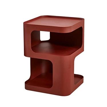 Imagem de Mesa lateral quadrada moderna 2 camadas metal pequena mesa de canto escritório sala de estar sofá lateral mini mesa de centro quarto mesa de cabeceira mesa de centro para sala de estar (cor: 1)