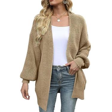 Imagem de Suéter Cardigan Tricotado | Casaco Outwear Solto,Casacos cardigã co botão manga comprida, suéter robusto outono Pologmase
