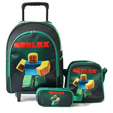 Imagem de Mochila Rodinhas Roblox Noob Lancheira Estojo Kit Nub
