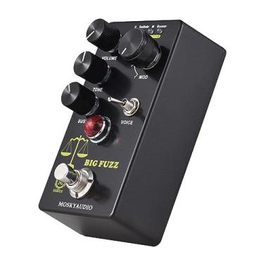 Imagem de XCPHGFM FUZZ Pedal de efeito de guitarra 4 interruptores de modo e controles de volume/tom/sustentação Processador de efeitos compacto portátil digital Fuzz Guitarra Effector para guitarra