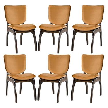 Imagem de Kit 6 Cadeiras Estofadas em Madeira Maciça Tabaco 44 x 86 Cm Irlanda Suede Terracota L79 - RMI