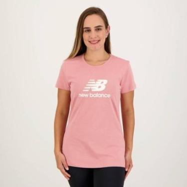 Imagem de Camiseta New Balance Essentials Basic Feminina Rosa-Feminino