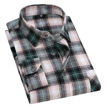 Imagem de JXQXHCFS Camisa masculina de flanela regular manga longa escovada bolso único casual xadrez, Mm-26, M